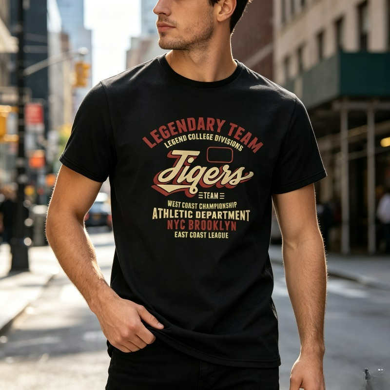 Vintage Fashion Nyc - Men Streetwear T-Shirt LEGENDARY TEAM Tigers