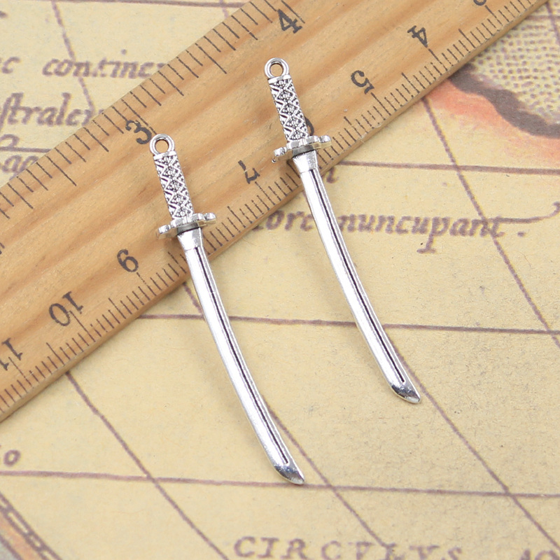 Vintage Fashion Finds - 20pcs Charms Katana Knife 49x8mm Antique