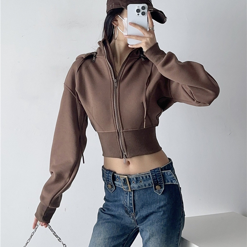 Women Crop Hoodie Sweatshirts  - Vintage Fashion Drawings ulasan dan harga