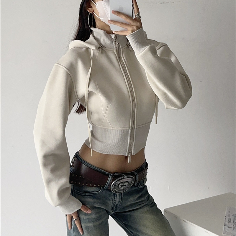 Women Crop Hoodie Sweatshirts  - Vintage Fashion Drawings ulasan dan harga