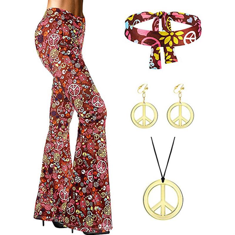 Bohemian Print Flared Pants Ha - Wide Leg Trouser 70S ulasan dan harga