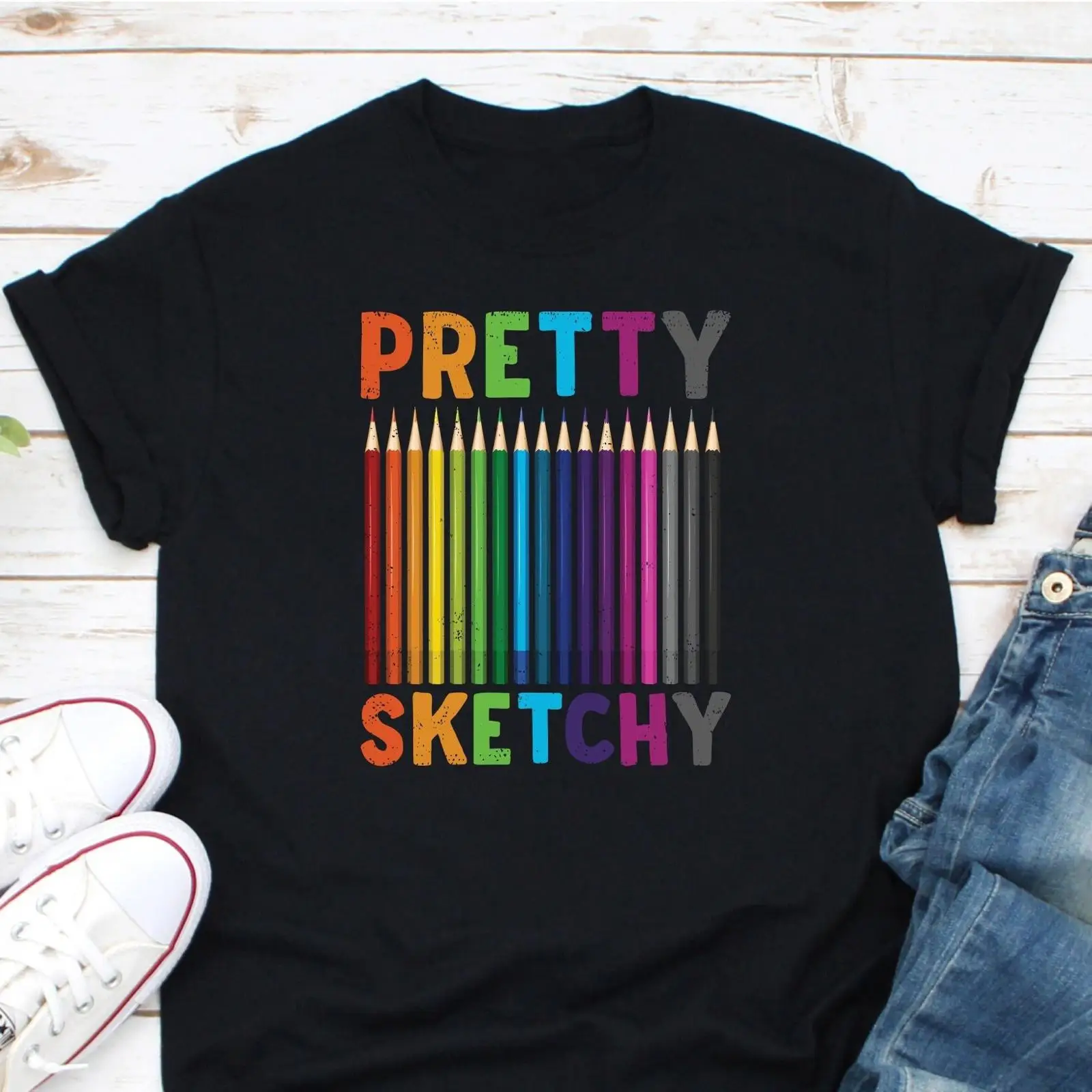 Pretty Sketchy Color Pencils T - Vintage Fashion Drawings ulasan dan harga