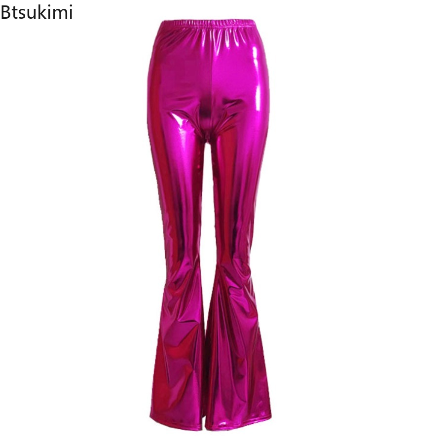 Women's Shiny Bell Bottom Pant - Wide Leg Trouser 70S ulasan dan harga