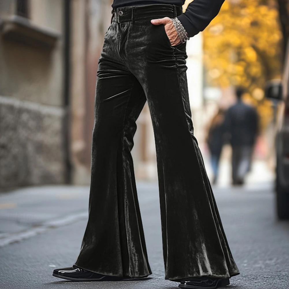Men's Bell Bottom Velvet Pants - Wide Leg Trouser 70S ulasan dan harga