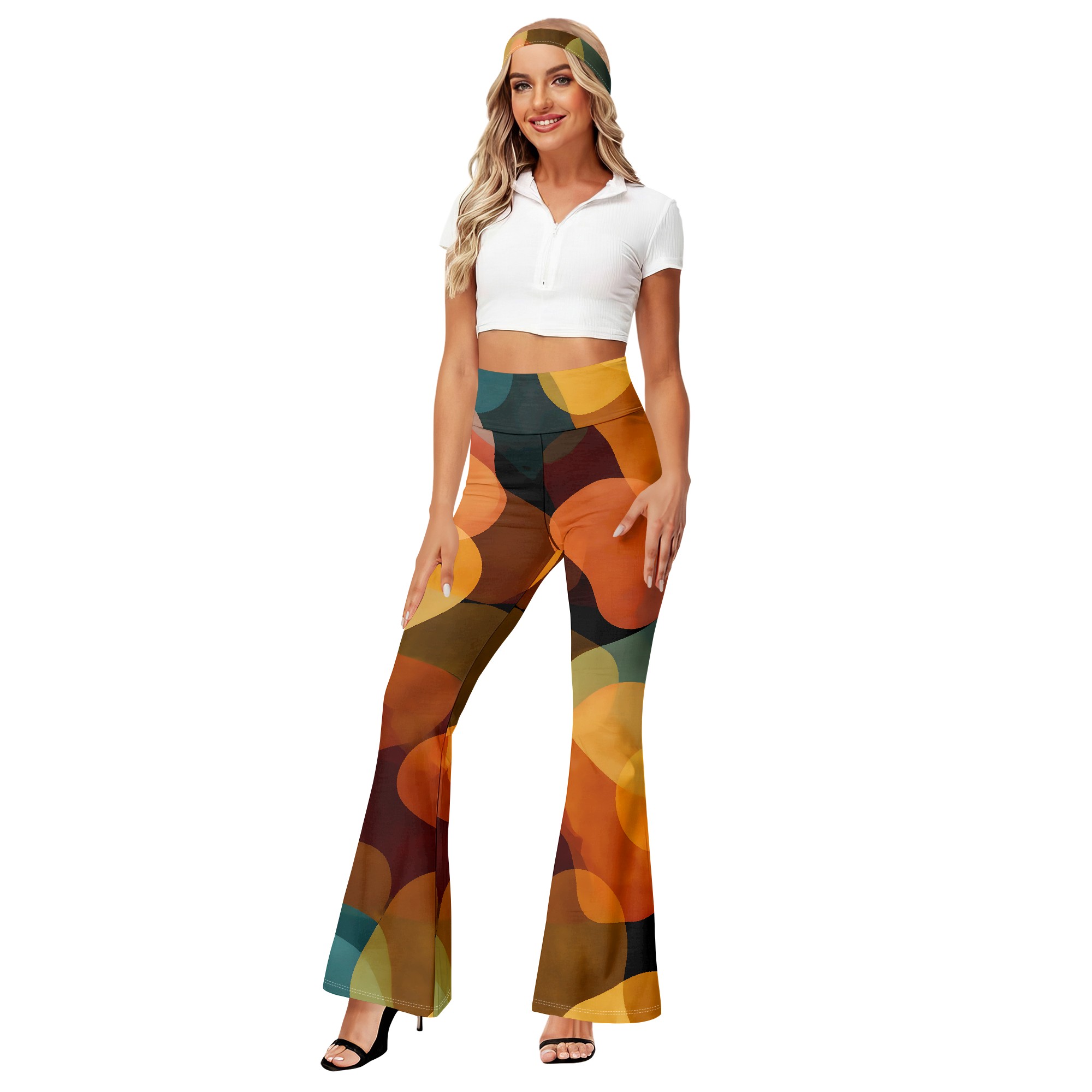 Retro Print Wide Leg Pants, Vi - Wide Leg Trouser 70S ulasan dan harga