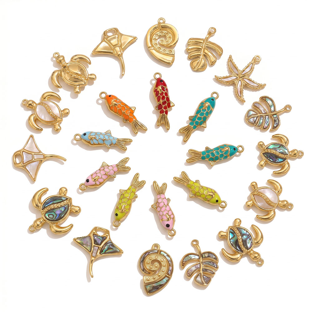 2pcs Enamel Ocean Animal Charm - Vintage Fashion Finds ulasan dan harga