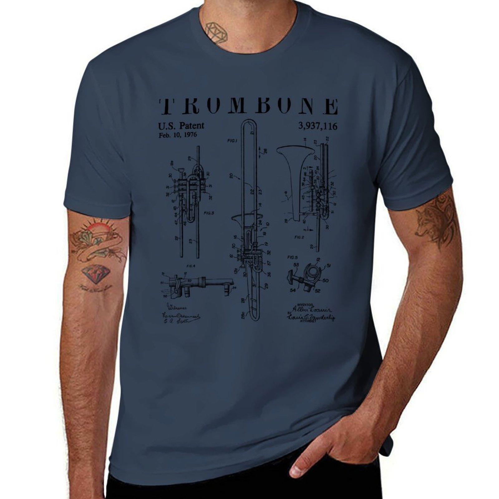 Trombone Old Vintage Patent Dr - Vintage Fashion Drawings ulasan dan harga